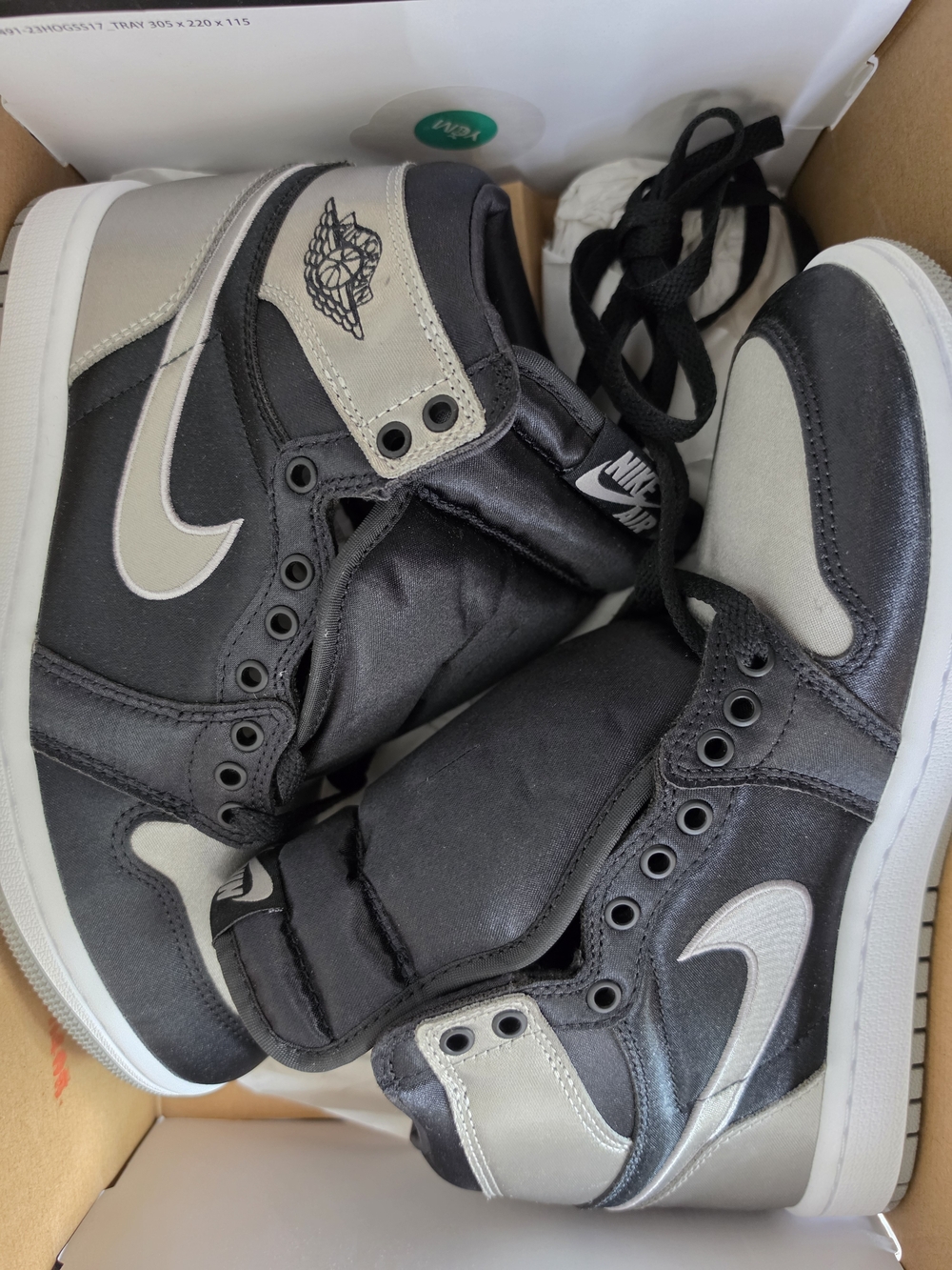 Nike Jordan 1 Retro Hi Og "Satin Shadow" Black and Silver Sneakers Women's